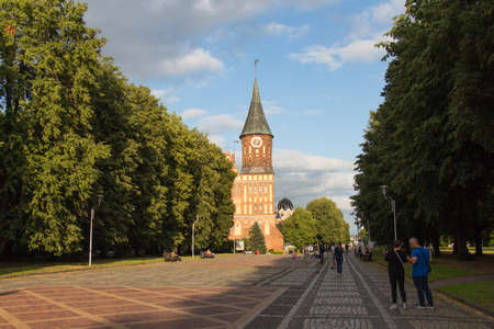Kaliningrad, Russia - August 02 2019: exterior view of Konigsberg Cathedral on August 02 2019 in Kaliningrad, Russia.のeditorial素材