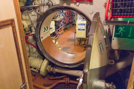 Kaliningrad, Russia - August 03 2019: inside view of submarine B 413 at World Ocean Museum on August...