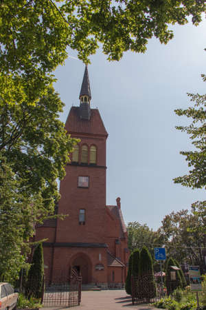 Zelenogradsk, Russia - August 07 2019: exterior the view of former St Adalbert's Lutheran Church, now Russian Orthodox cathedral of the Transfiguration on August 07 2019 in Zelenogradsk, Russia.のeditorial素材