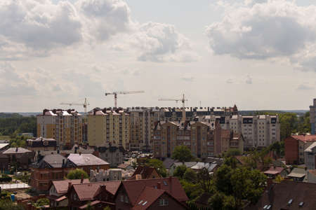 Zelenogradsk, Russia - August 07 2019: aerial view on the city from water tower on August 07 2019 in Zelenogradsk, Russia.のeditorial素材