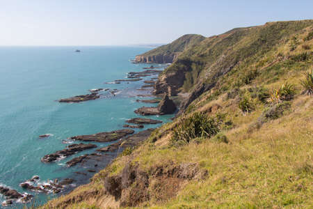 Marine Landscape. Aerial view of rocky coastline at West Coast near Auckland, New Zealand.の写真素材