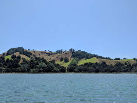 The view of green hill seeing from river, Puhoi, New Zealand.