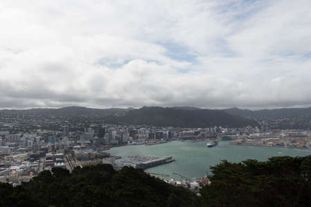New Zealand, Wellington - January 11 2020: aerial view of Wellington on January 11 2020 in Wellington, New Zealand.のeditorial素材