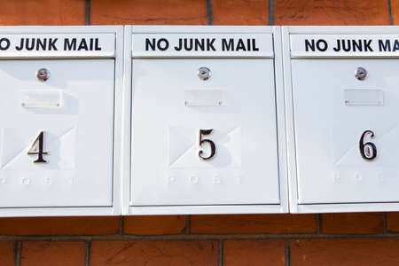 Line Of Mailboxes With No Junk Mail Noticeの写真素材