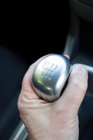 Close Up Of Car Driver Changing Gearの写真素材