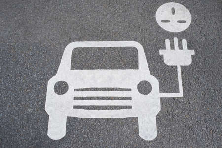 Road Sign Showing Charging Point For Electric Carsの写真素材