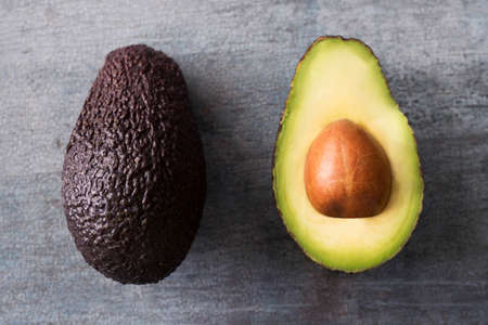 Overhead Shot Of Halved Avocadoの写真素材