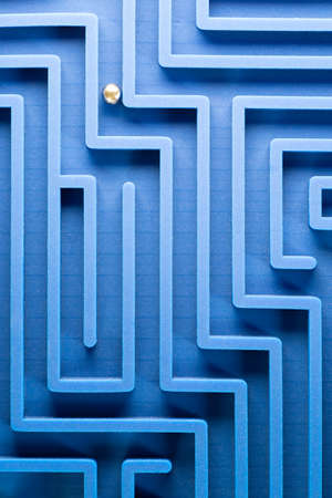 Overhead Shot Of Blue Maze With Steel Ballの写真素材