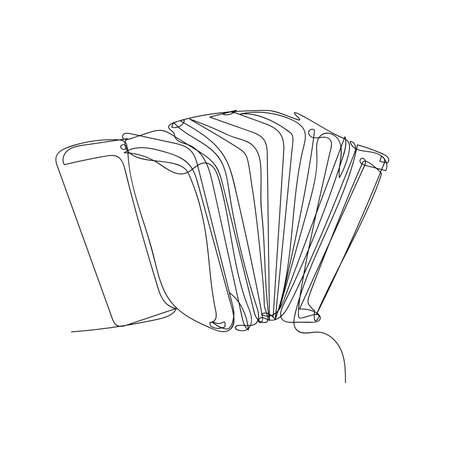 Musical instrument vector. Accordion symbol black illustration line art style for poster, banner, postcard or flyer design.のイラスト素材