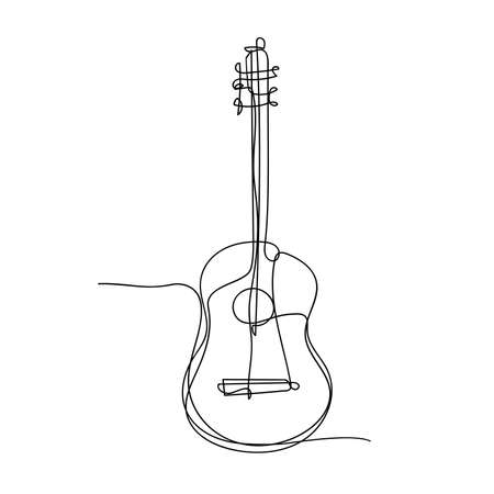 Vector guitar one line art for -logo, -flyer, poster or website design. Guitar icon minimalism.のイラスト素材