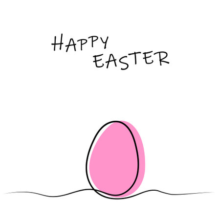 Easter card in the style of minimalism with a pink egg. Design element for flyer, poster, presentation or website. Vector.のイラスト素材