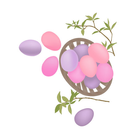 Easter illustration with eggs for card design, presentation, clothing print or website. Vector.のイラスト素材
