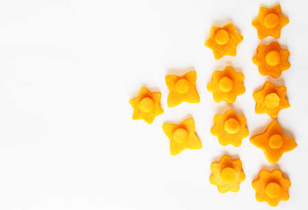 pumpkin creative flower shape with white backgroundの写真素材