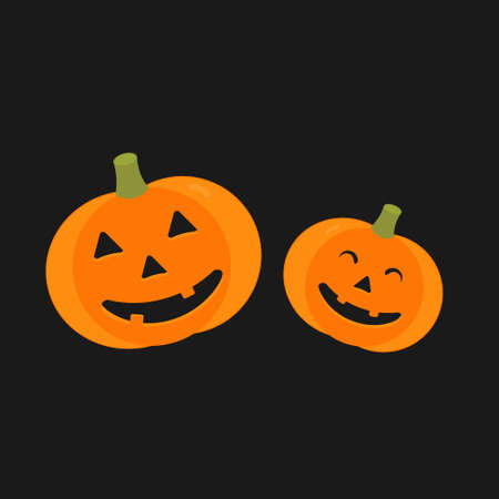 Halloween pumpkins on the black backgroundのイラスト素材