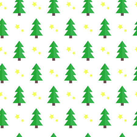 Seamless Christmas pattern with Christmas trees and starsのイラスト素材