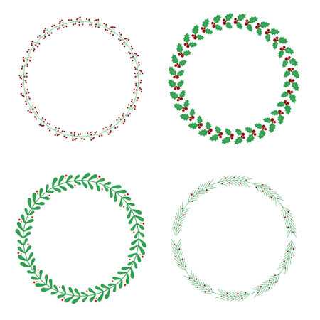 Christmas floral wreath vector iconsのイラスト素材