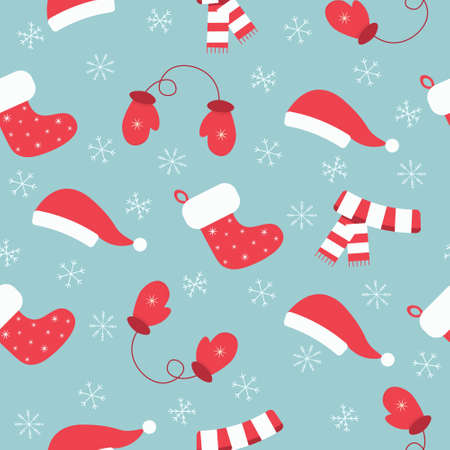 Christmas winter clothes seamless patternのイラスト素材