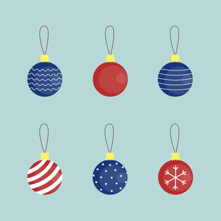 Blue and red Christmas balls setのイラスト素材