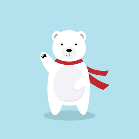 Cute cartoon polar bear wavingのイラスト素材
