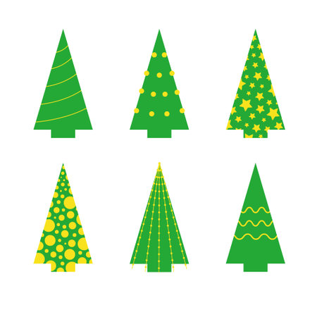 Simple Christmas trees icons setのイラスト素材