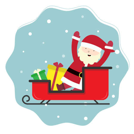 Cute cartoon Santa Claus in sleighのイラスト素材