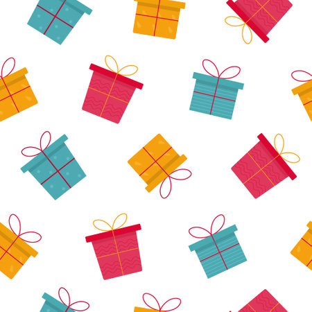 Colorful Christmas gifts seamless patternのイラスト素材
