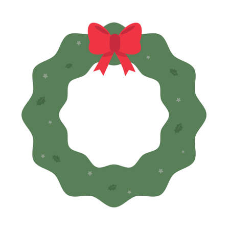 Cute cartoon Christmas wreath vector iconのイラスト素材