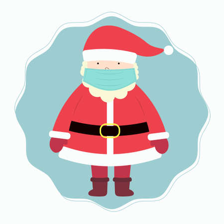 Cartoon santa claus in maskのイラスト素材