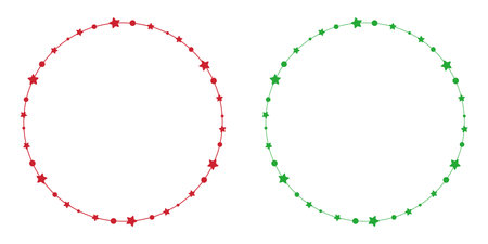 Cute cartoon circle Christmas framesのイラスト素材