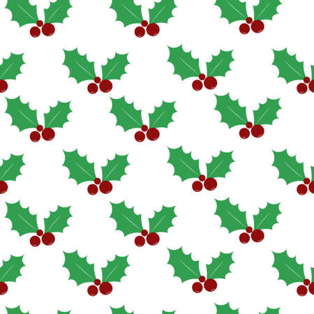 Cartoon Christmas berries seamless patternのイラスト素材