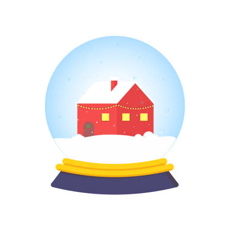 Cartoon snow globe with houseのイラスト素材