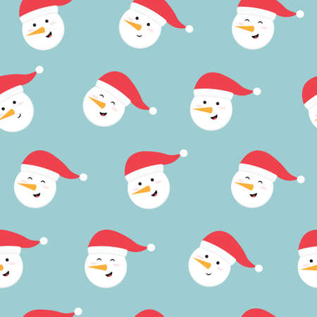 Cute cartoon snowman seamless patternのイラスト素材