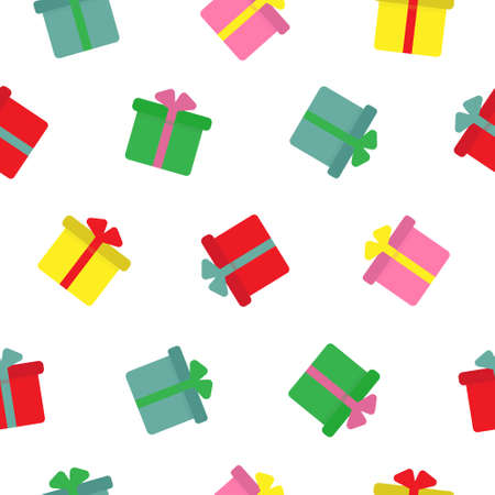 Cute colorful Christmas gift seamless patternのイラスト素材