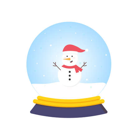 Cartoon snow globe with snowmanのイラスト素材
