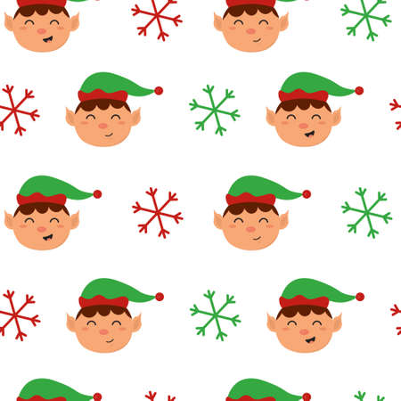 Cute cartoon elf seamless patternのイラスト素材