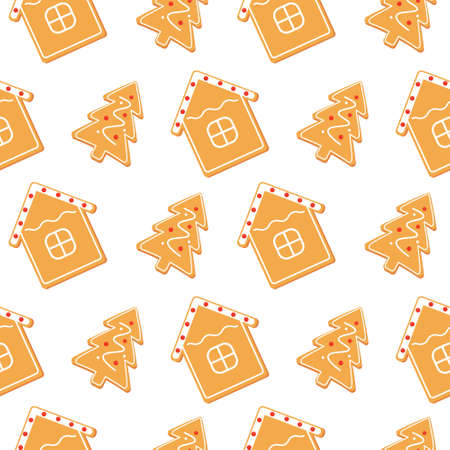 Cute Christmas gingerbread seamless patternのイラスト素材