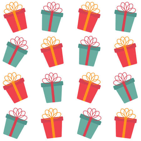 Cute cartoon Christmas gifts seamless patternのイラスト素材