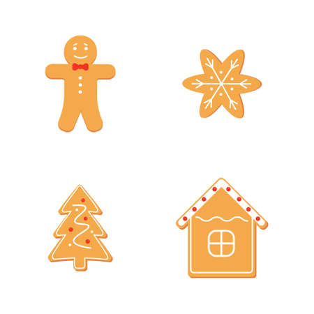 Cute cartoon ginger bread setのイラスト素材