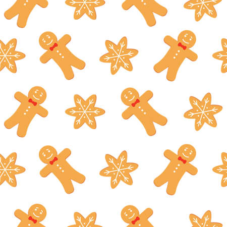 Cute gingerbread cookies seamless patternのイラスト素材