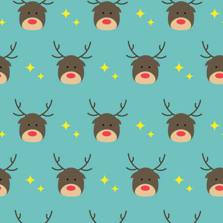 Cute cartoon Christmas deer seamless patternのイラスト素材
