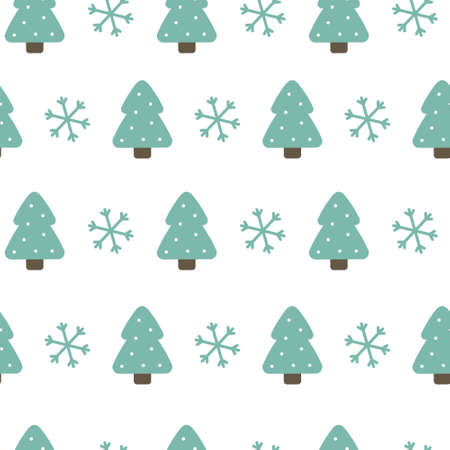 Cartoon Christmas tree seamless patternのイラスト素材