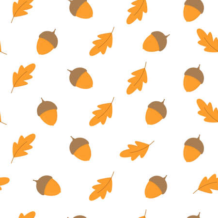 Acorn and autumn leaves seamless patternのイラスト素材