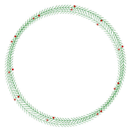 Fir branches circle Christmas frameのイラスト素材
