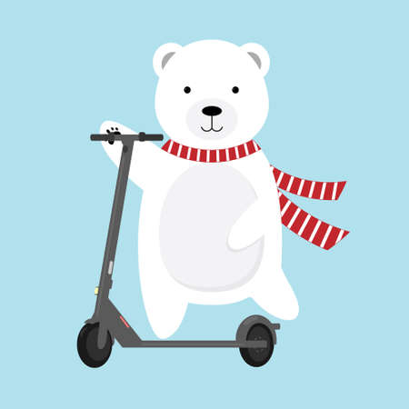 Polar bear on the electric scooterのイラスト素材