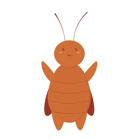 Cute cartoon smiling cockroach insectのイラスト素材