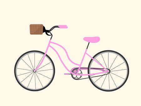 Cute cartoon pink bicycle iconのイラスト素材