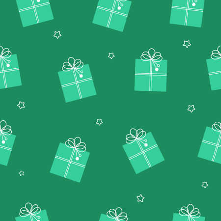 Mint Christmas gifts seamless patternのイラスト素材