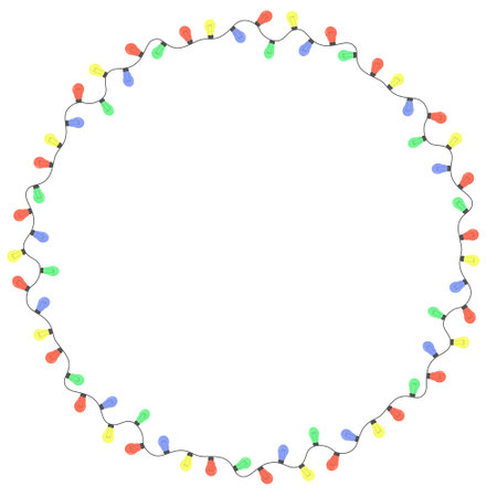 Circle round lamps Christmas frameのイラスト素材