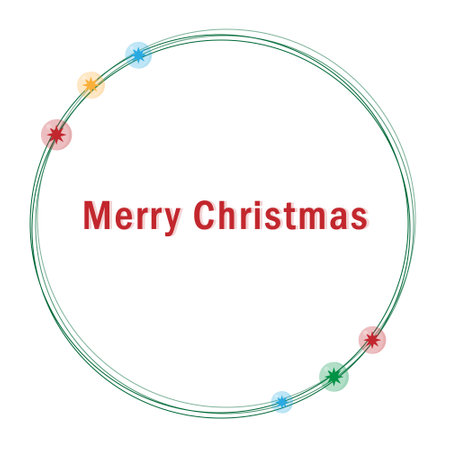 Merry Christmas round simple frame with ballsのイラスト素材