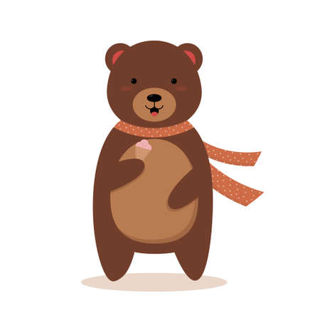 Cute cartoon bear with ice creamのイラスト素材